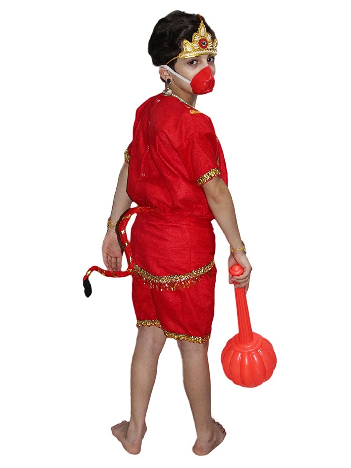 Buy BookMyCostume Lord Hanuman Bajrang Bali Monkey God Hindu Kids & Adults  Fancy Dress Costume | Without Gada 14-16 years/Adult S Online at Low Prices  in India - Amazon.in